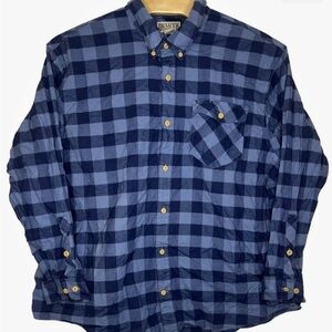 Duluth Men's Cotton Flannel Blue  Plaid Magnetic Button Down‎ Shirt Size L